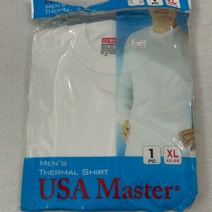 USA Master 1 Piece White Thermal Long sleeve Shirt Top Men’s Size XL